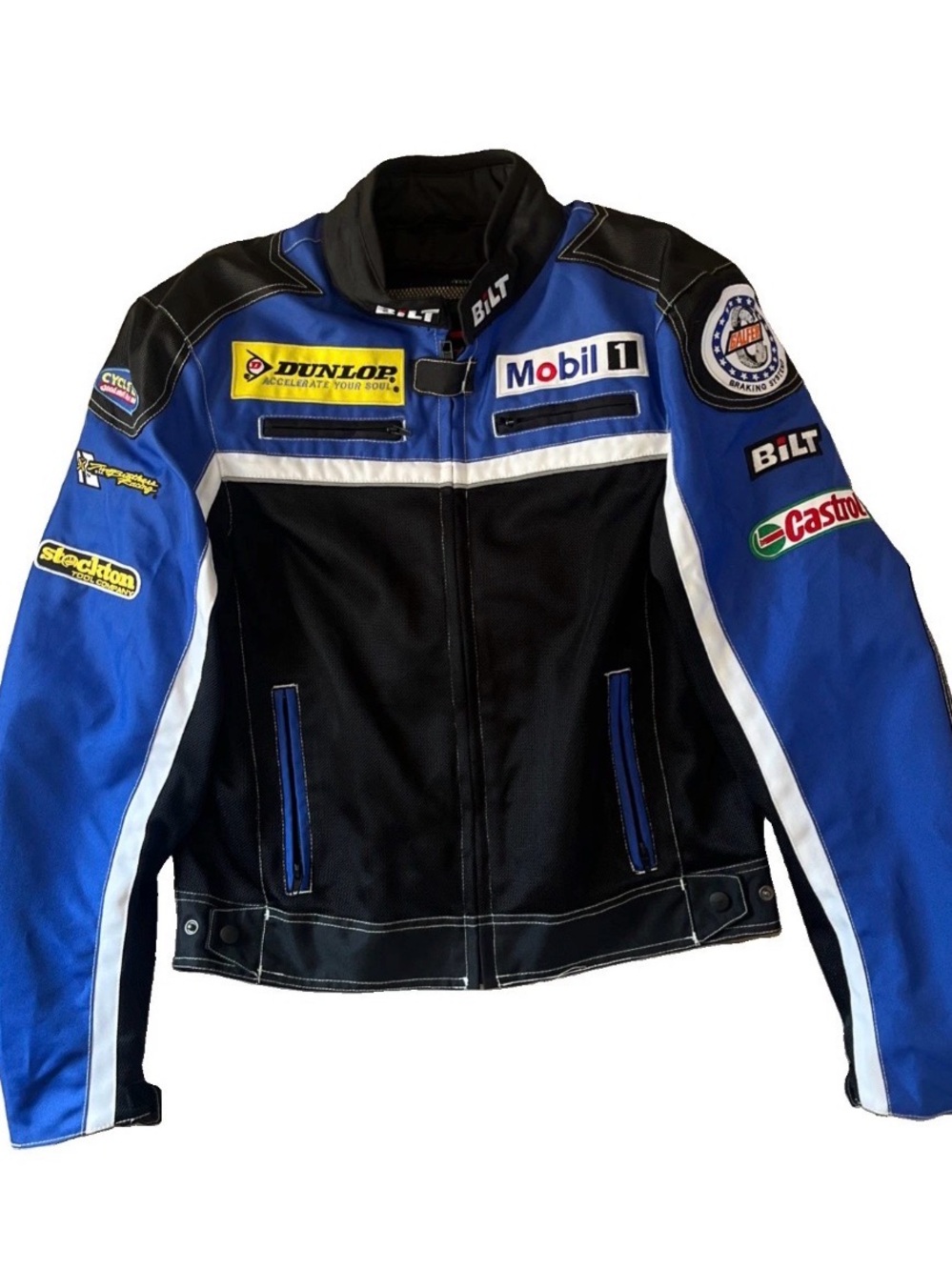 BILT Jacket Men's M Blue Mesh Motorcycle Riding Racing Armor Padded Biker Jacket